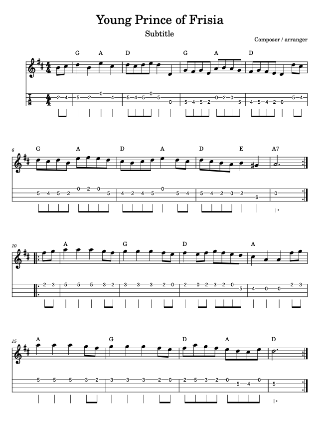 Music notation for Young Prince of Frisia