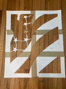a stencil of a flag